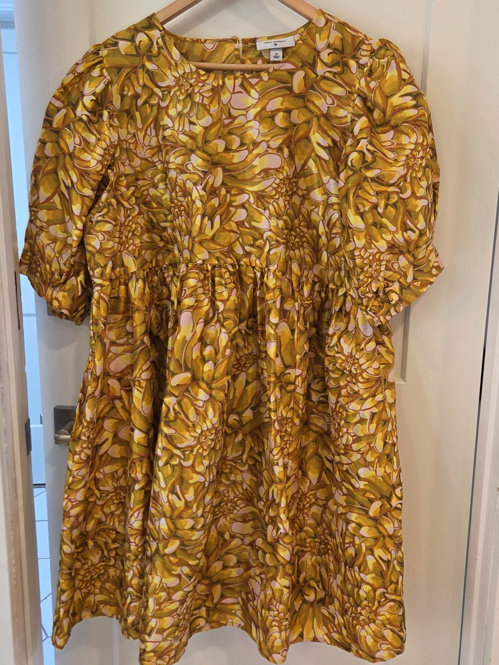 Kika Vargas Target Floral Babydoll Mini Dress 1X Puff Sleeve Cottagecore Boho